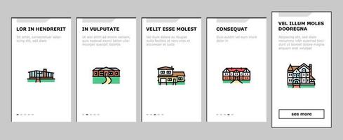 House Architectural Exterior Onboarding Icons Set Vector