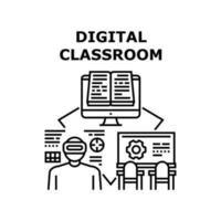 Digital Classroom Vector Concept Black Illustration