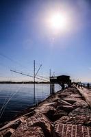 Fishing net by the sea photo