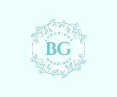 BG Initials letter Wedding monogram logos template, hand drawn modern minimalistic and floral templates for Invitation cards, Save the Date, elegant identity. vector