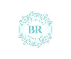 BR Initials letter Wedding monogram logos template, hand drawn modern minimalistic and floral templates for Invitation cards, Save the Date, elegant identity. vector