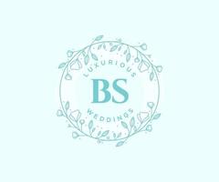 BS Initials letter Wedding monogram logos template, hand drawn modern minimalistic and floral templates for Invitation cards, Save the Date, elegant identity. vector