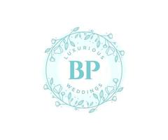 BP Initials letter Wedding monogram logos template, hand drawn modern minimalistic and floral templates for Invitation cards, Save the Date, elegant identity. vector