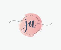 Initial JA feminine logo. Usable for Nature, Salon, Spa, Cosmetic and Beauty Logos. Flat Vector Logo Design Template Element.