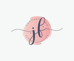 Initial JF feminine logo. Usable for Nature, Salon, Spa, Cosmetic and Beauty Logos. Flat Vector Logo Design Template Element.