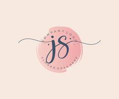 Initial JS feminine logo. Usable for Nature, Salon, Spa, Cosmetic and Beauty Logos. Flat Vector Logo Design Template Element.