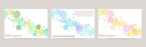 vector card design template with colorful bubbles, watercolor decoration on white background