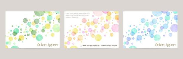 vector card design template with colorful bubbles, watercolor decoration on white background