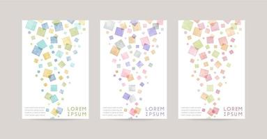 vector card design template with colorful squares, watercolor decoration on white background