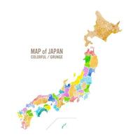 Colorful map of Japan. grunge textured vector