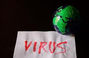 Virus written on paper photo