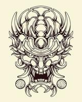 vector oni máscara tatuaje tribal