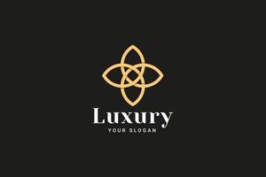 Lotus Flower Logo Abstract Beauty Spa Salon Cosmetics Brand Linear Style. Looped Leaves Logotype Design Vector Luxury Fashion Template.