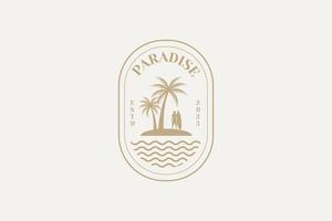 Vector Logo Design Template With Palm Tree - Abstract Summer And Vacation Badge And Emblem