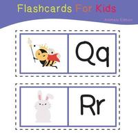 Cute Animal Flashcard for Children. Ready to print. Printable game card. Educational card for preschool. Vector illustration.