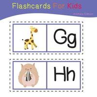 Cute Animal Flashcard for Children. Ready to print. Printable game card. Educational card for preschool. Vector illustration.