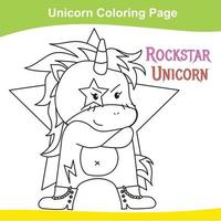 Unicorn coloring worksheet page. Coloring activity for children. Cute unicorn illustration. Vector outline for coloring.