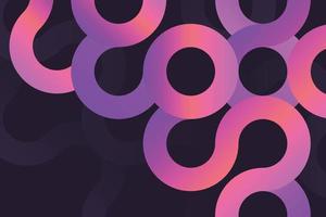 Abstract modern curved lines and circles in violet and purple liquid gradient background in geometric design style vector