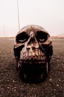 Black skull on the road photo