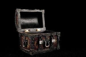 Treasure box on black background photo