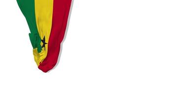 drapeau en tissu suspendu du ghana agitant dans le vent rendu 3d, fête de l'indépendance, fête nationale, clé chroma, sélection luma matte du drapeau video