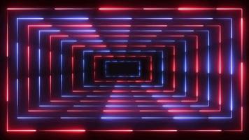 moderne neonrechteckrahmenanimation. Loop-Animation Neon-Rechteckrahmen. futuristische neonrahmenanimation auf schwarzem hintergrund. abstrakte leuchtende linienbewegung. quadratischer neoneffekthintergrund video