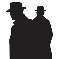 2 detective black silhouette. Silhouette of a detective on crime scene vector