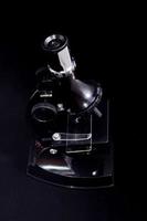 Microscope on black background photo
