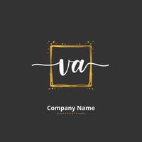 VA Initial handwriting and signature logo design with circle. Beautiful design handwritten logo for fashion, team, wedding, luxury logo. vector