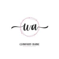 wa escritura a mano inicial y diseño de logotipo de firma con círculo. hermoso diseño de logotipo escrito a mano para moda, equipo, boda, logotipo de lujo. vector