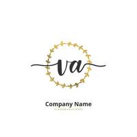 VA Initial handwriting and signature logo design with circle. Beautiful design handwritten logo for fashion, team, wedding, luxury logo. vector