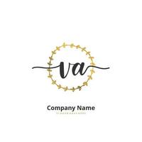 va escritura a mano inicial y diseño de logotipo de firma con círculo. hermoso diseño de logotipo escrito a mano para moda, equipo, boda, logotipo de lujo. vector