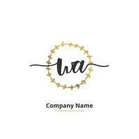 wa escritura a mano inicial y diseño de logotipo de firma con círculo. hermoso diseño de logotipo escrito a mano para moda, equipo, boda, logotipo de lujo. vector