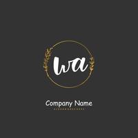 WA Initial handwriting and signature logo design with circle. Beautiful design handwritten logo for fashion, team, wedding, luxury logo. vector