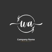 wa escritura a mano inicial y diseño de logotipo de firma con círculo. hermoso diseño de logotipo escrito a mano para moda, equipo, boda, logotipo de lujo. vector