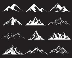 Collection of vector mountain symbols. Black and white mountain logo