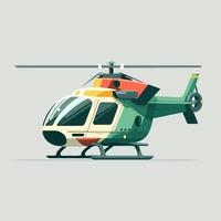 helicopter illustration in simple colored vector drawing isolated background