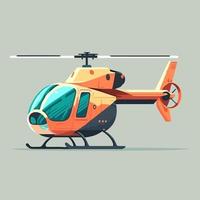 helicopter illustration in simple colored vector drawing isolated background