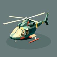 helicopter illustration in simple colored vector drawing isolated background