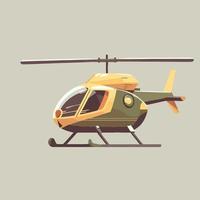 helicopter illustration in simple colored vector drawing isolated background