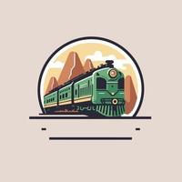 tren carril logo símbolo color plano vector ilustración locomotora