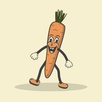 Retro Carrot Character Vector Stock Illustration