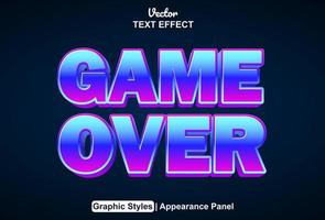 Game over text effect with graphic style and editable. vector