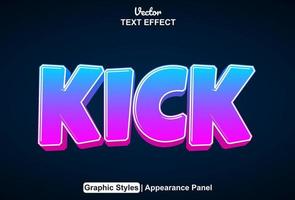 kick text effect with graphic style and editable. vector