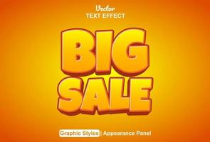 big sale text effect with graphic style and editable. vector