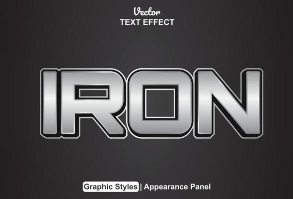 iron text effect with graphic style and editable.