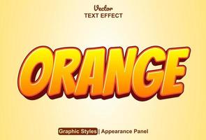 orange text effect with graphic style and editable. vector