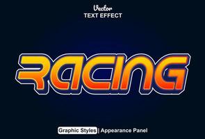 racing text effect with graphic style and editable. vector