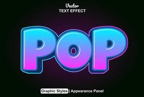 pop text effect with graphic style and editable. vector