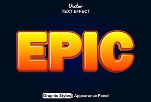 epic text effect with graphic style and editable. vector